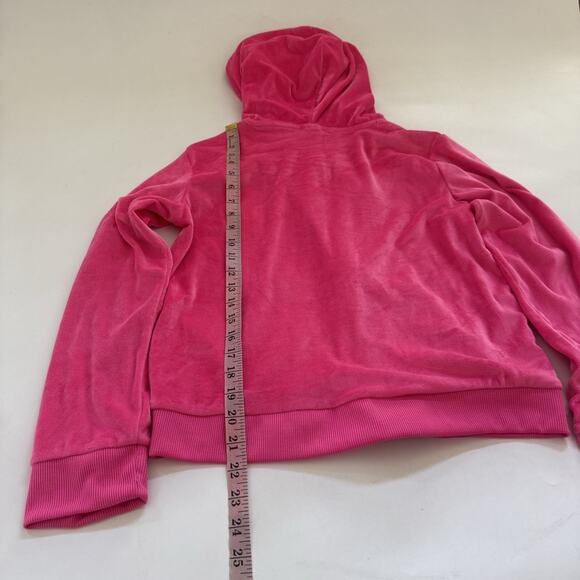 Vintage BARBIE Velour Hoodie Tracksuit Jacket Rare Pink Graphic KID Large Y2K 90 - Picture 2 of 6